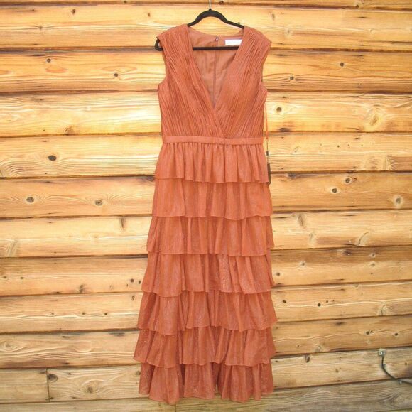 Mac Duggal 49287 Womens Sparkle Ruffle Layered Maxi Gown Dress - Picture 5 of 14